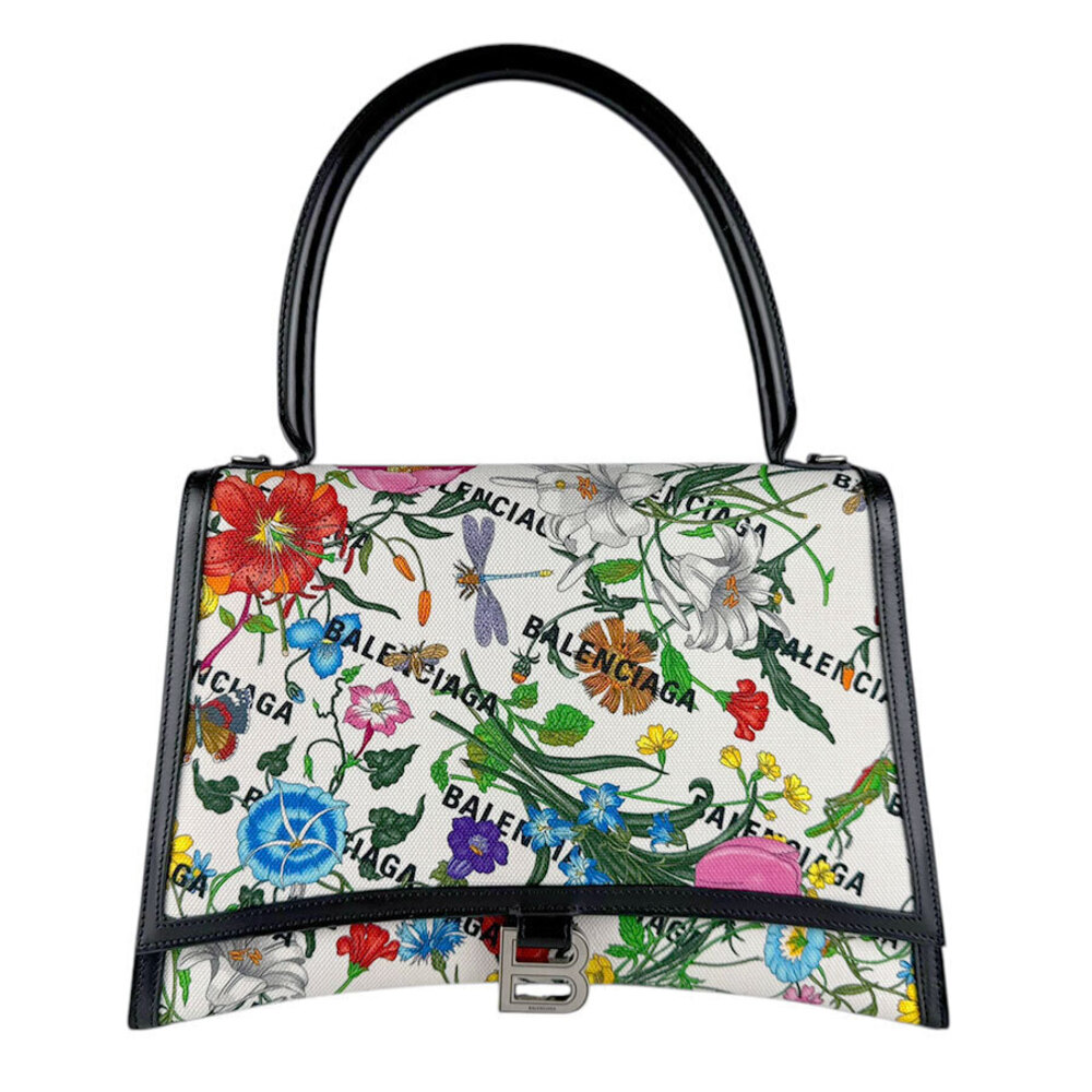 Gucci The Hacker Project Flora Flower Canvas Leather Shoulder Bag Silver